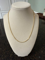 14k solid gold diamond-cut round box chain necklace, 18-inch length, front view