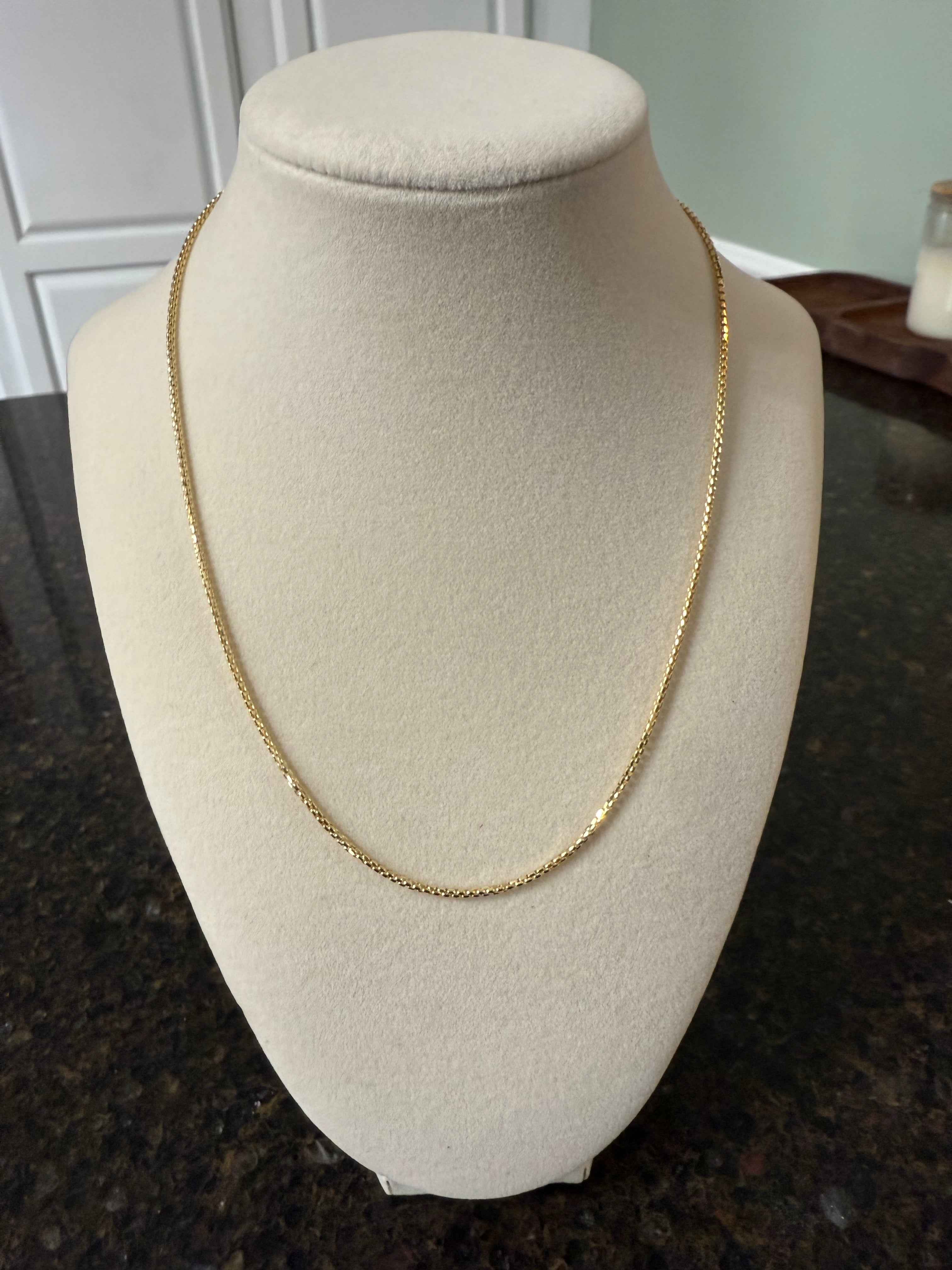 14kt Gold Diamond Cut Round Box Chain