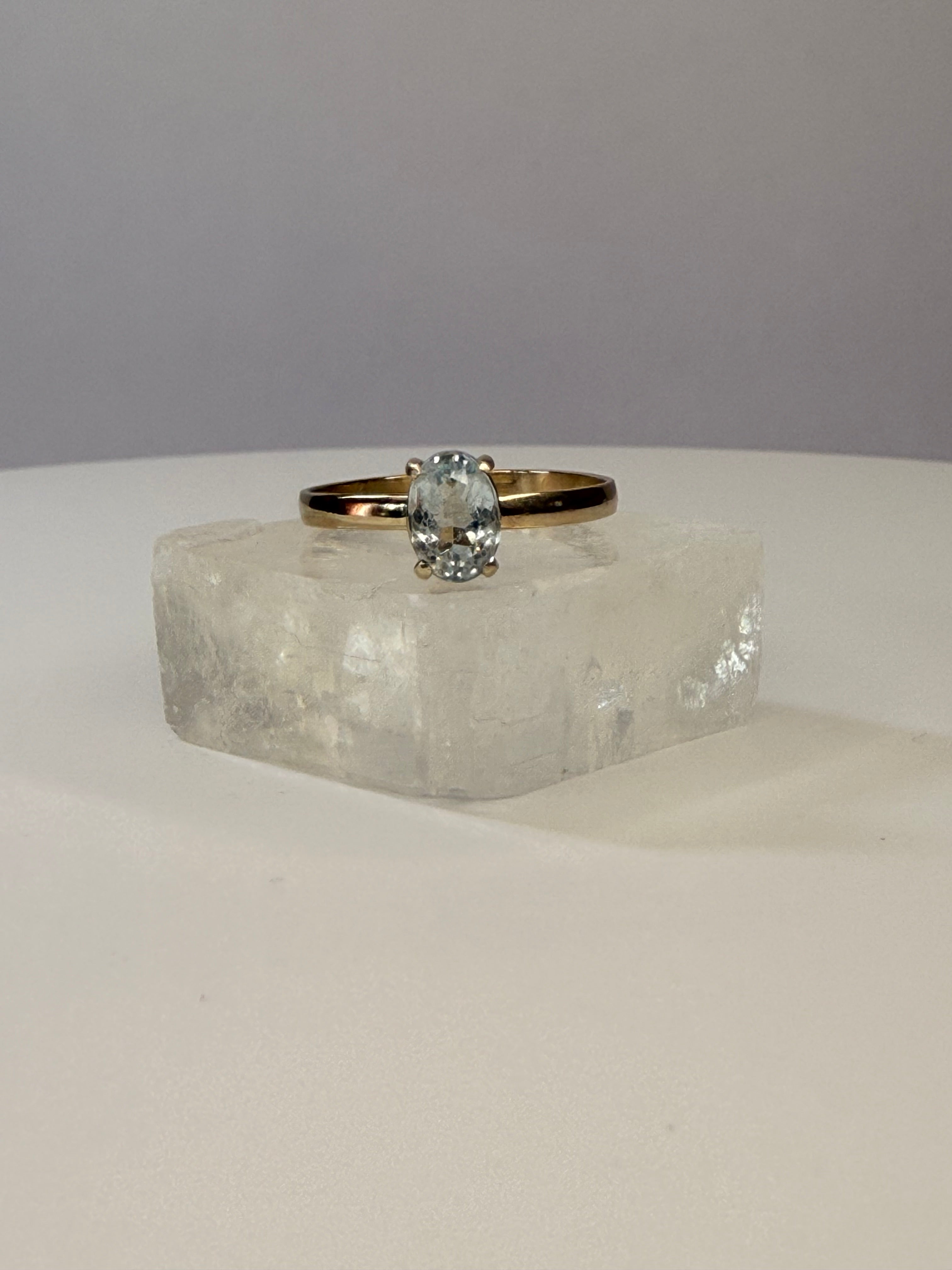 14k Yellow Gold Natural Aquamarine Ring