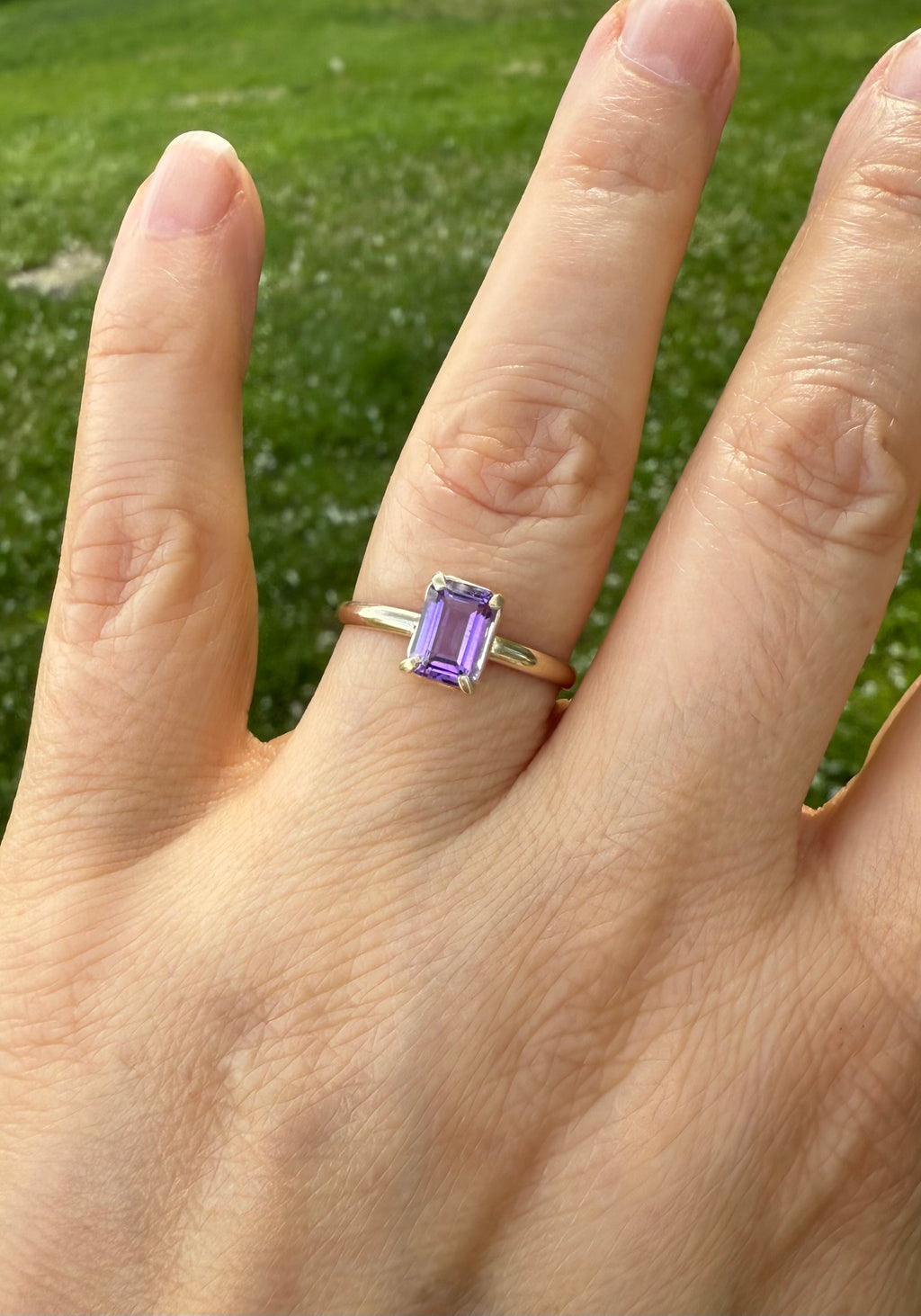 14k Yellow Gold Amethyst Ring