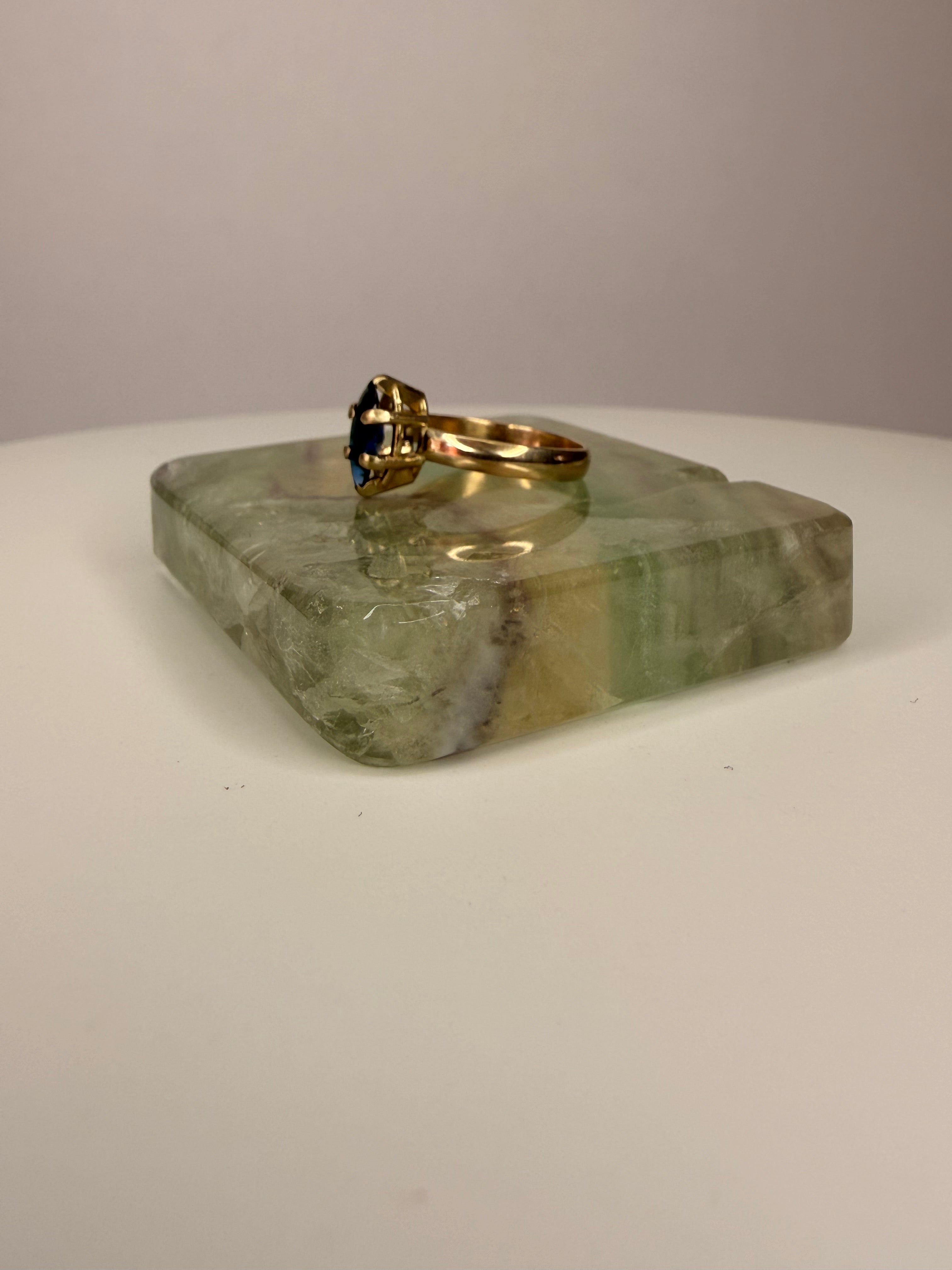 14k Yellow Gold Marquise Cut Sapphire Ring