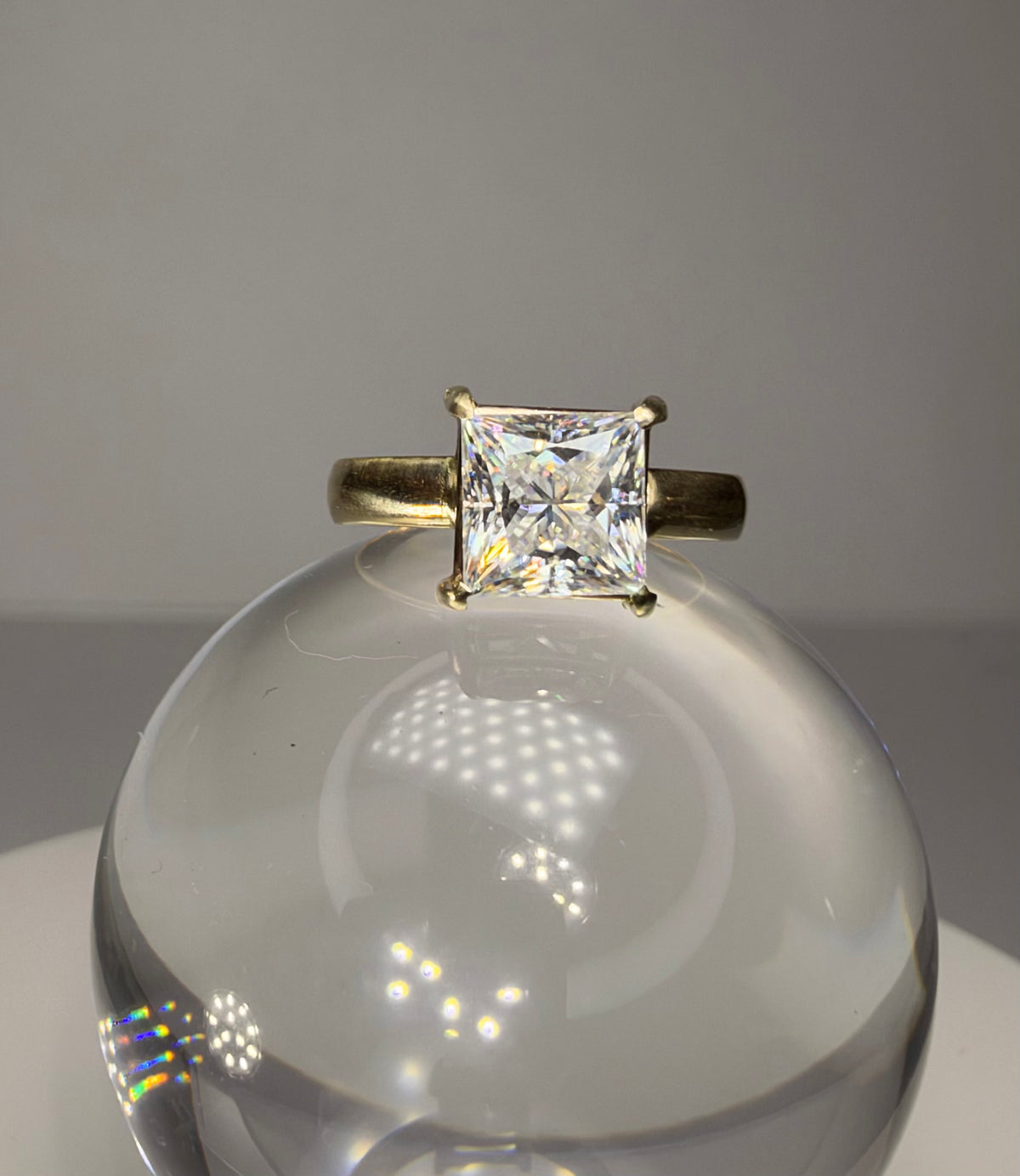 14K Yellow Gold 2ct Princess Cut Moissanite Ring
