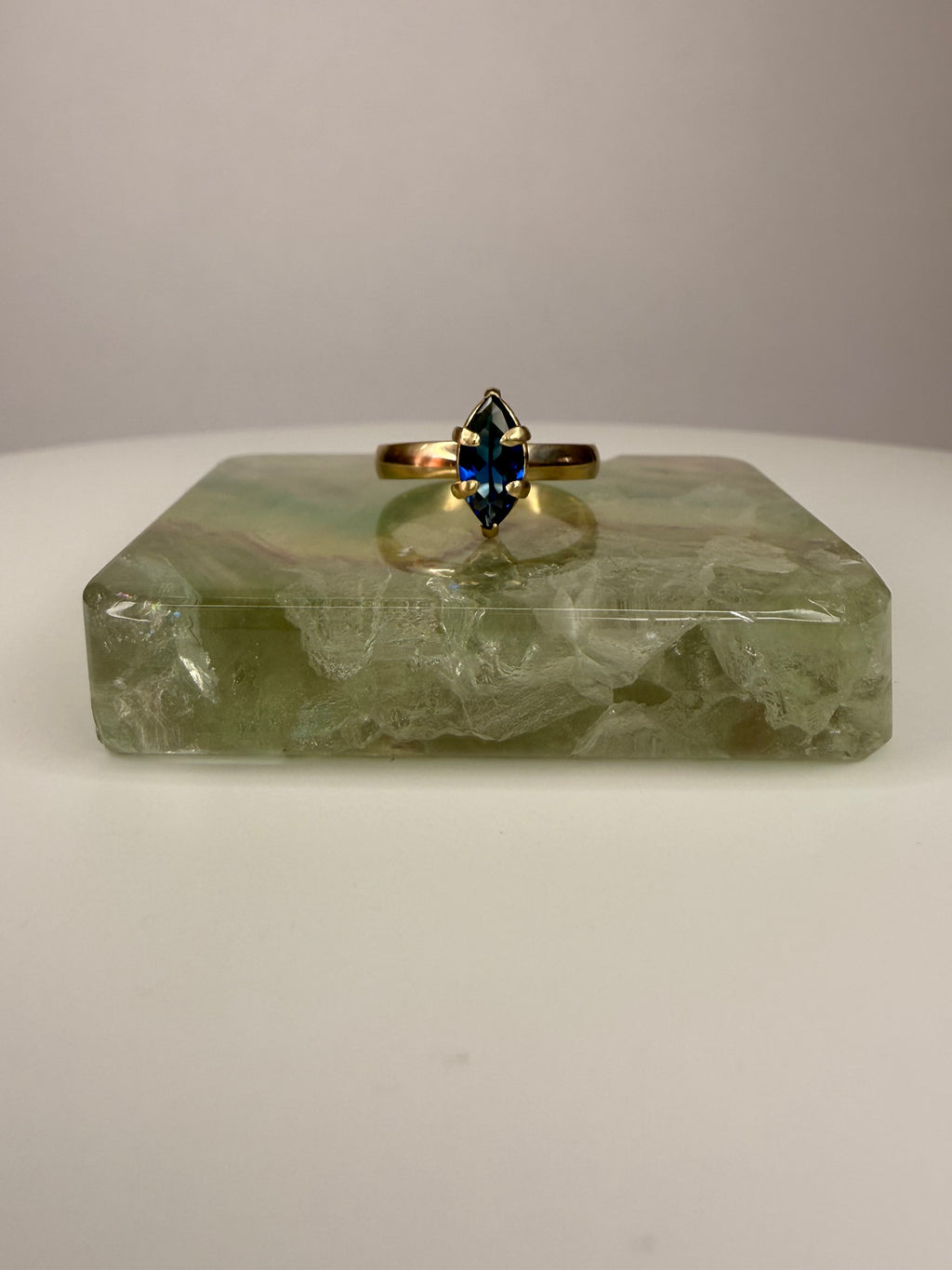 14k Yellow Gold Marquise Cut Sapphire Ring