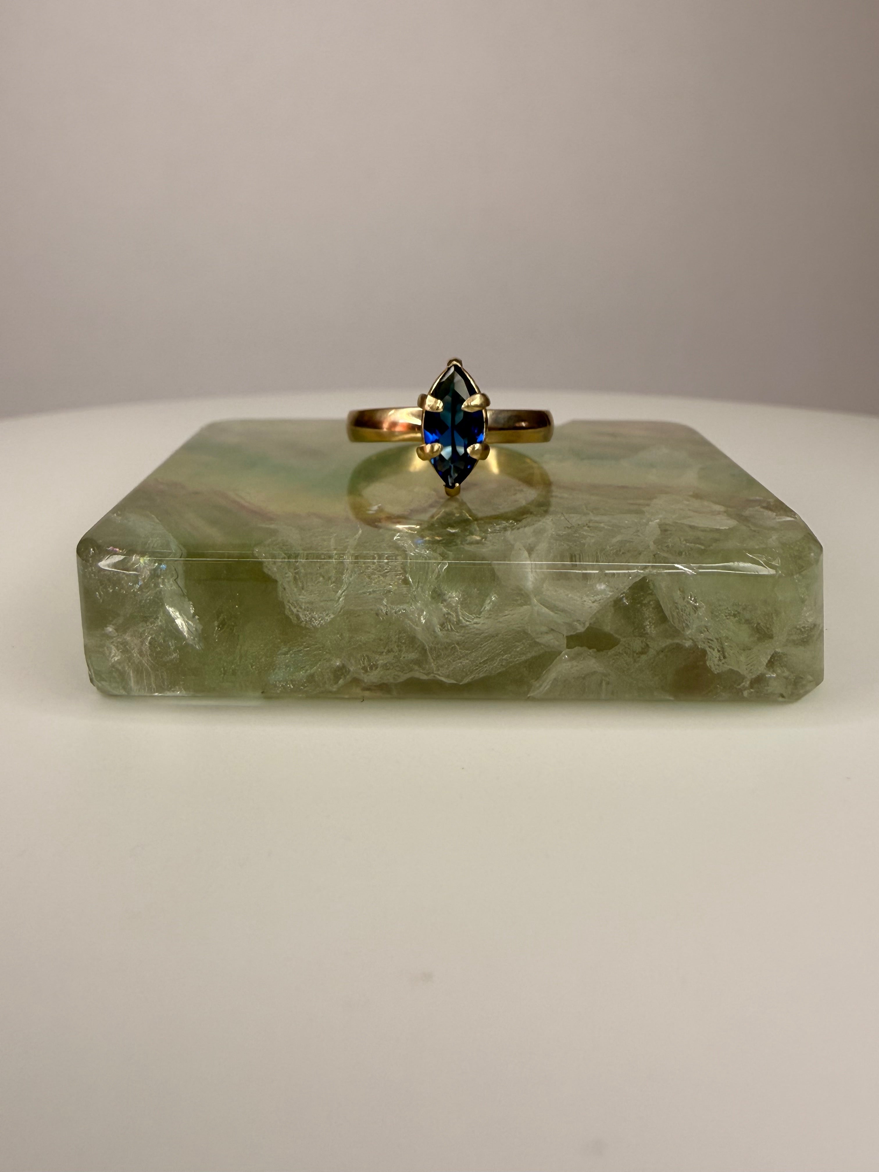 14k Yellow Gold Marquise Cut Sapphire Ring