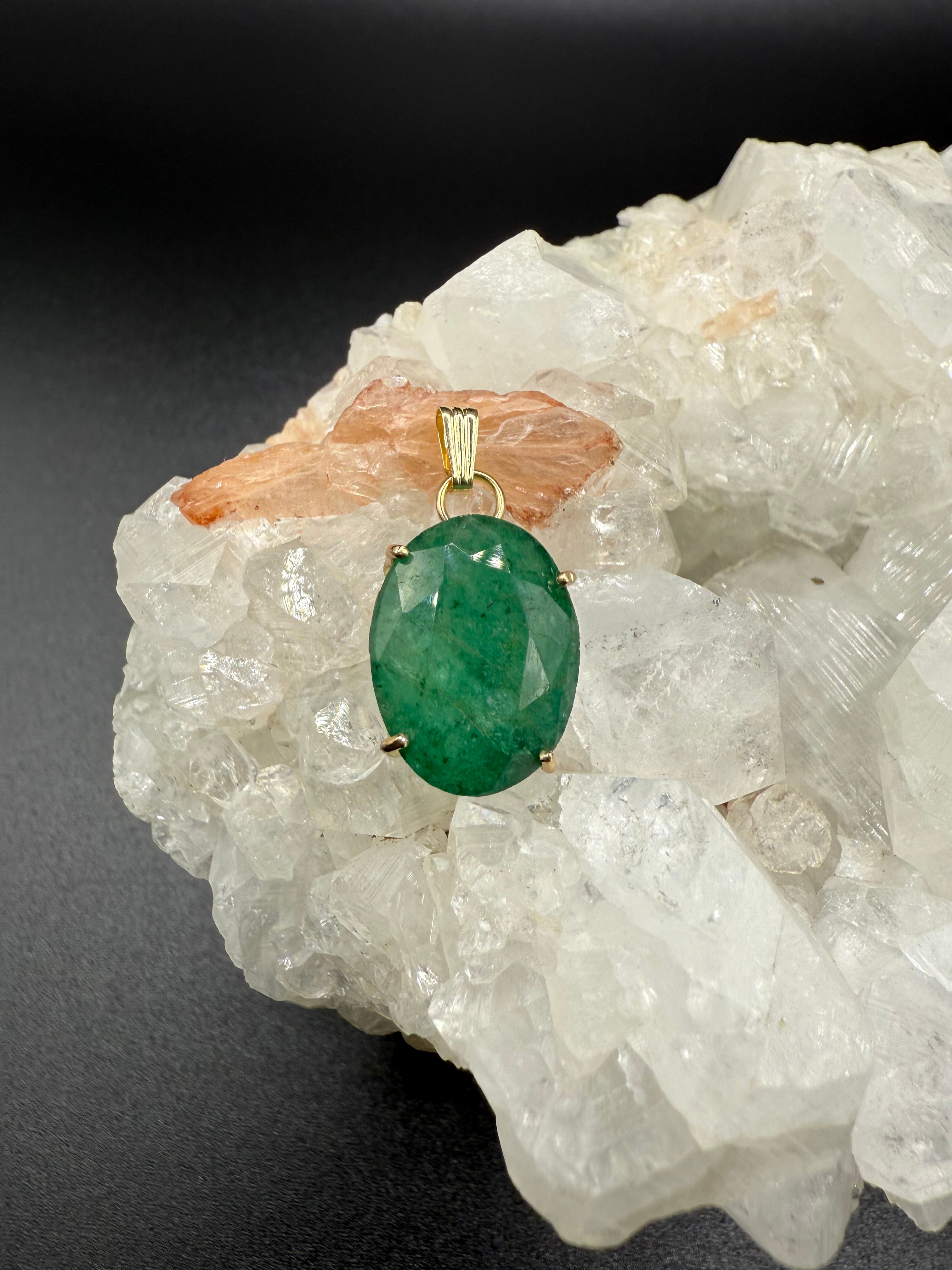 Natural Emerald 14k Yellow Gold Pendant