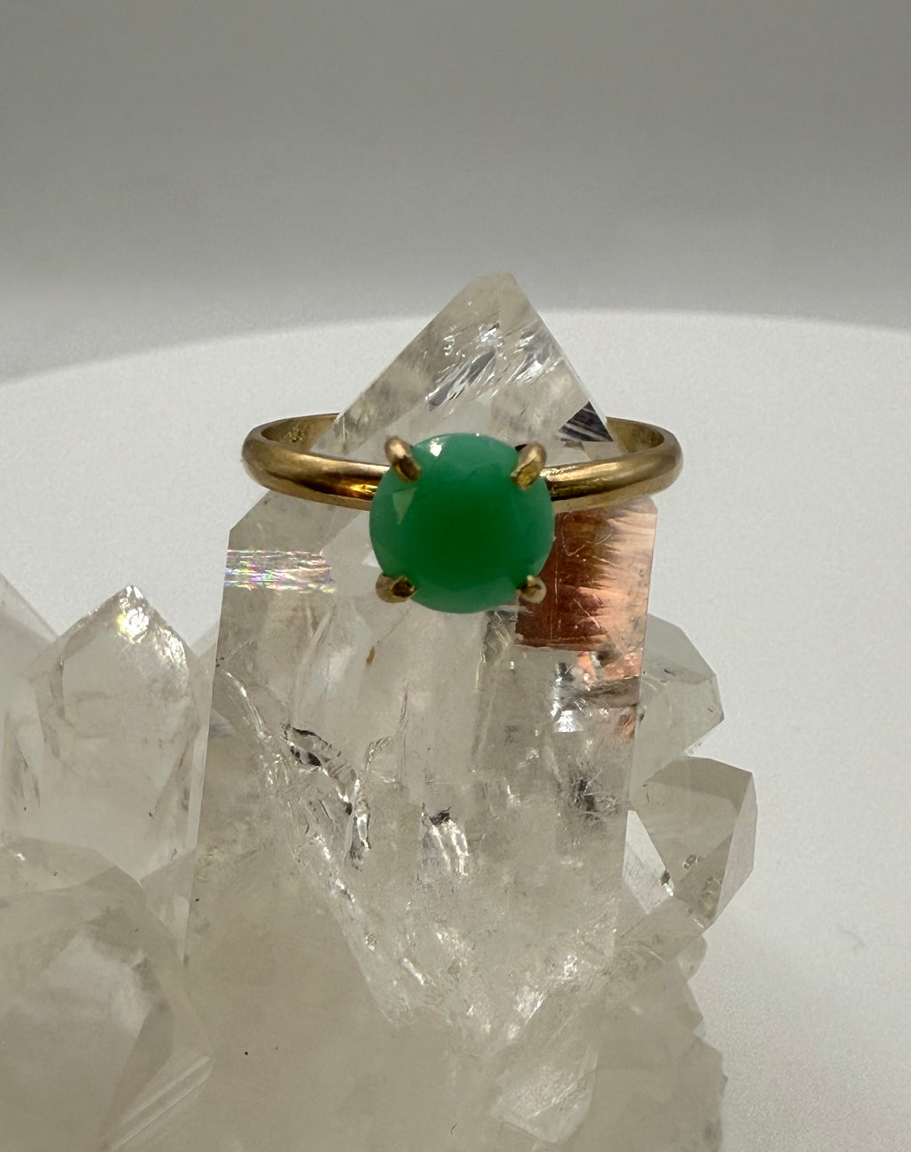 14k Yellow Gold Chrysoprase Ring