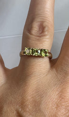 14k Yellow Gold Three Stone Setting Natural Peridot Ring