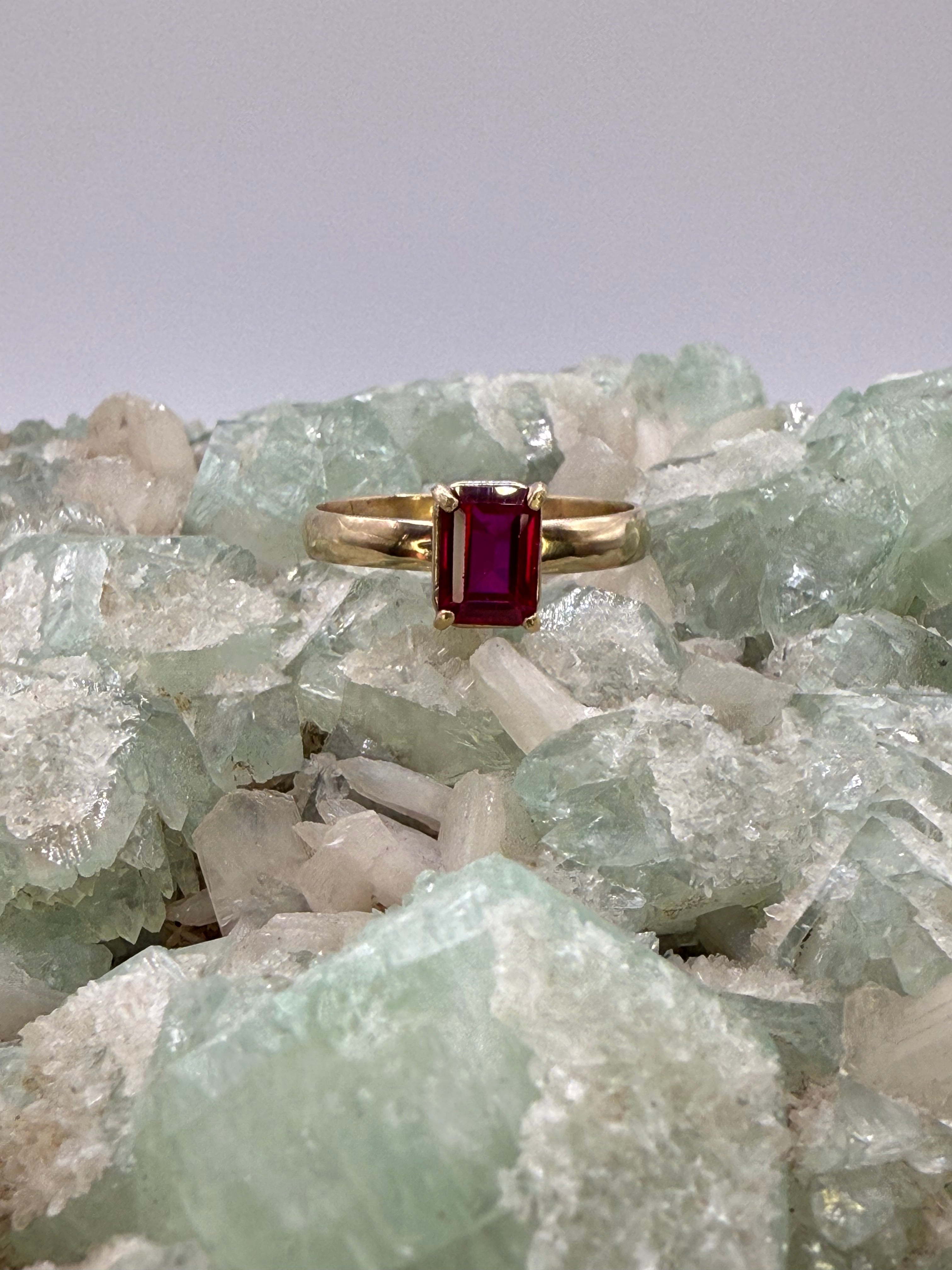 14k Yellow Gold Natural Ruby Ring