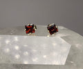 10K Yellow Gold Natural Mozambique Garnet Stud Earrings | 4mm Princess Cut