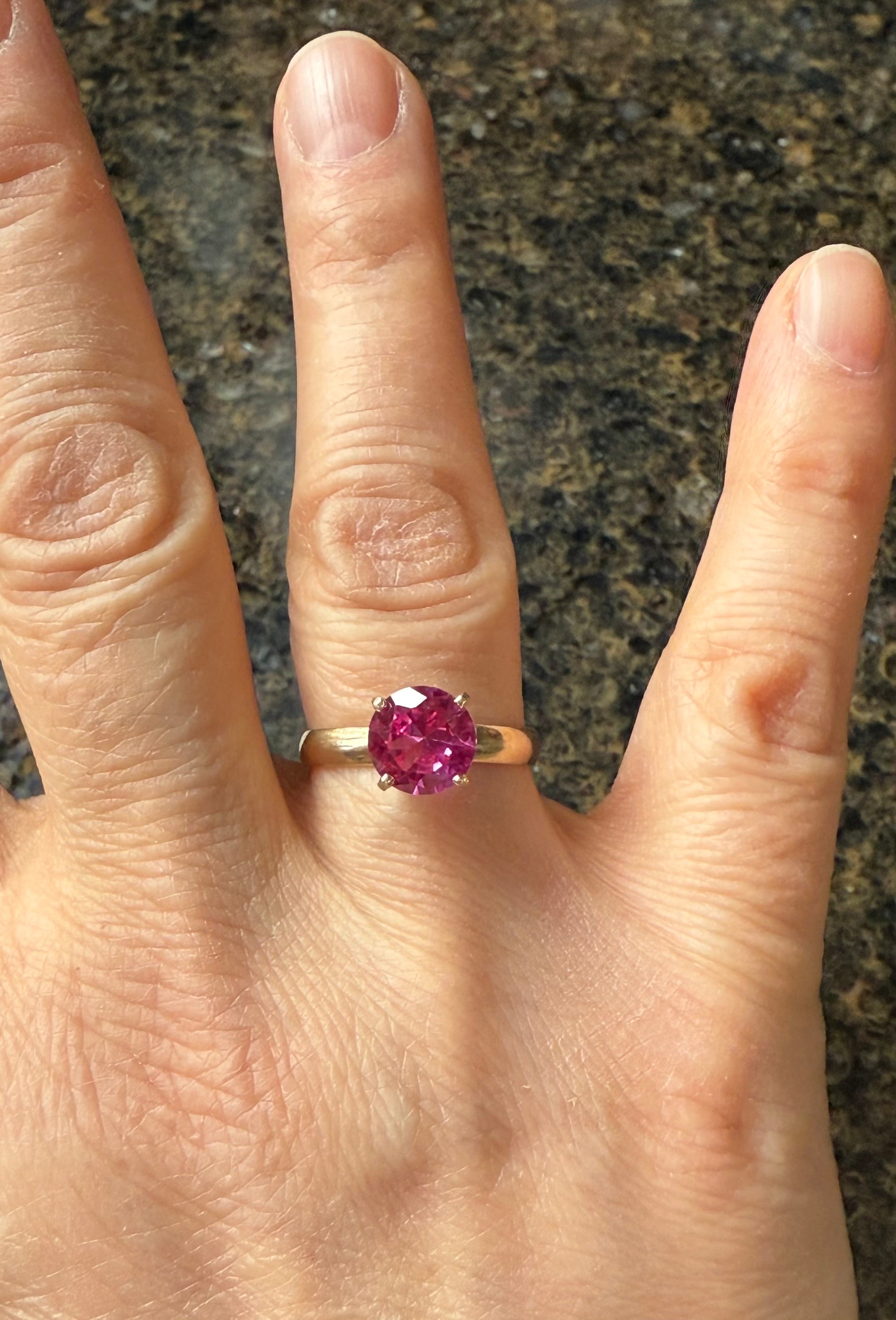 14k Yellow Gold Natural Pink Sapphire Ring