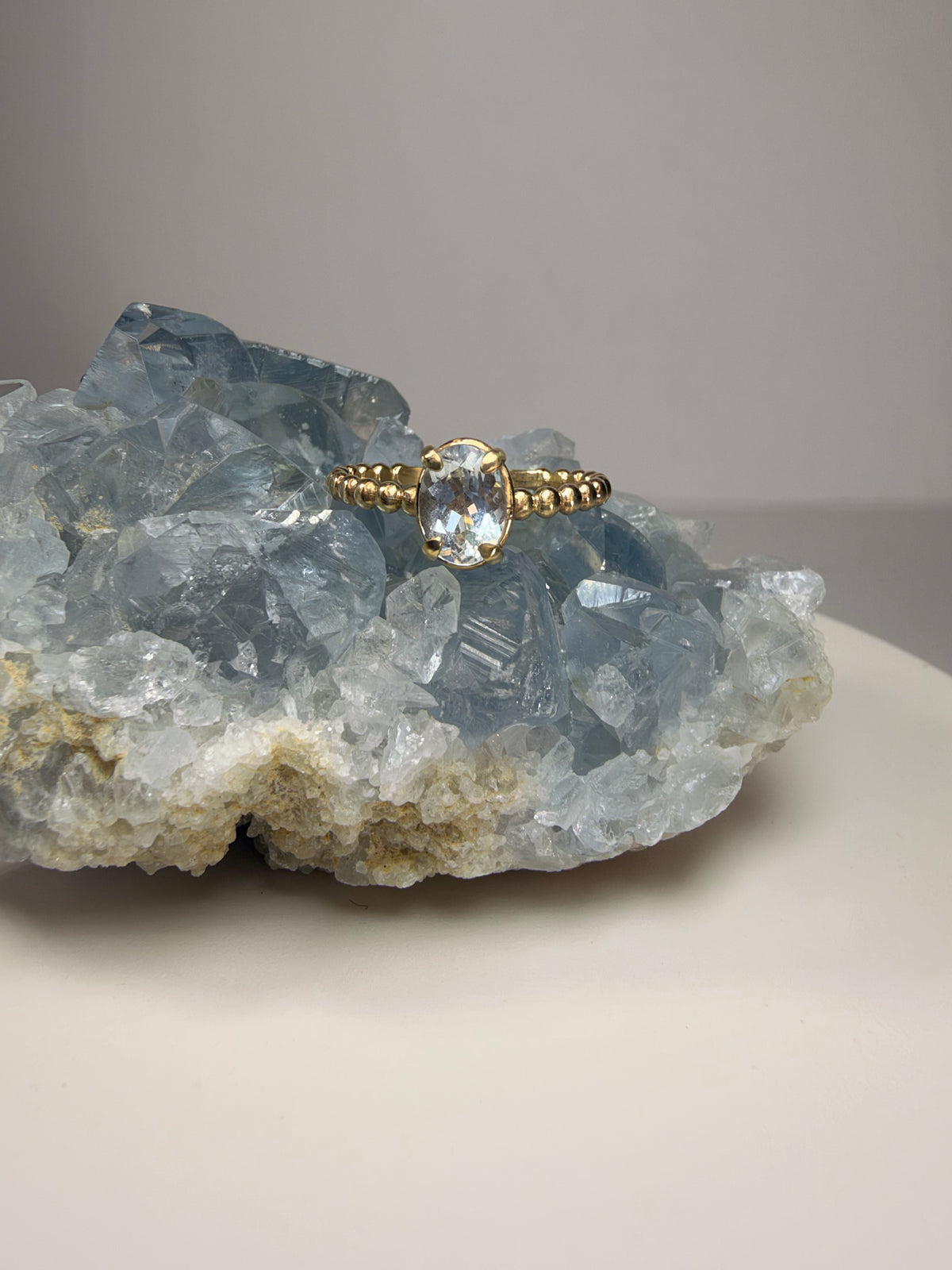 14k Yellow Gold Natural Aquamarine Ring
