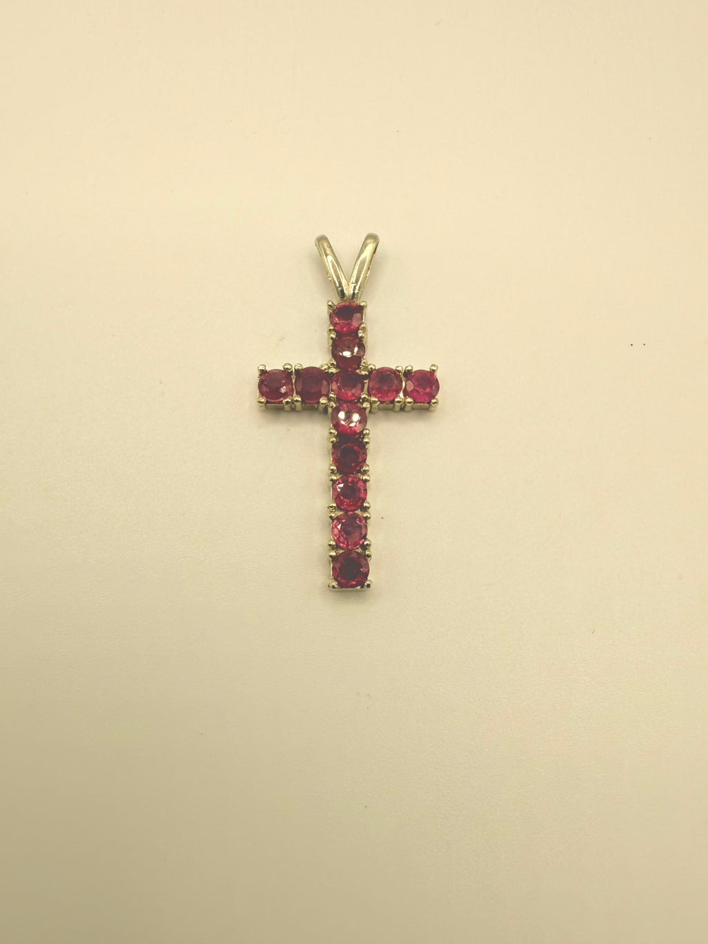 Beautiful 10k Yellow Gold Natural Ruby Cross Pendant.