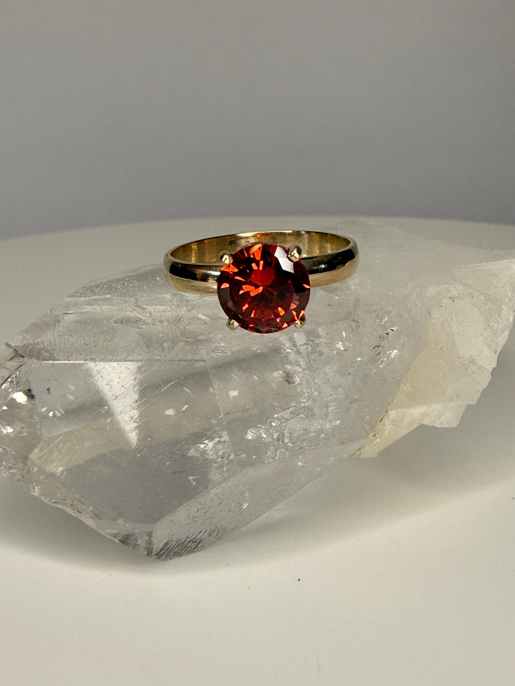 14k Yellow Gold Natural Ceylon Orange Sapphire Ring