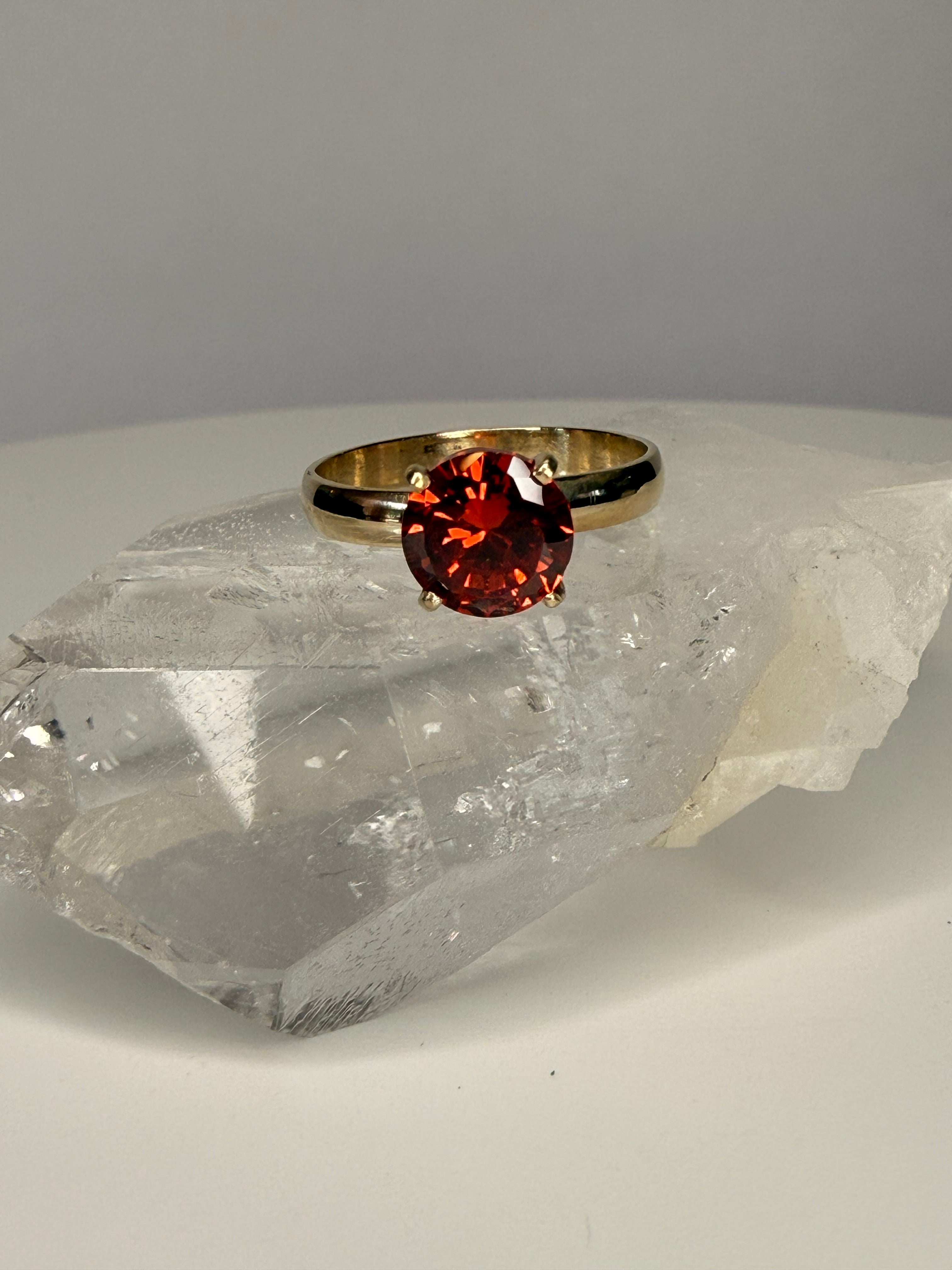 14k Yellow Gold Natural Ceylon Orange Sapphire Ring