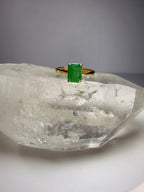 14k Yellow Gold Natural Emerald Ring