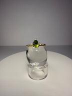 14k Yellow Gold Pear Cut Natural Green Tourmaline Ring