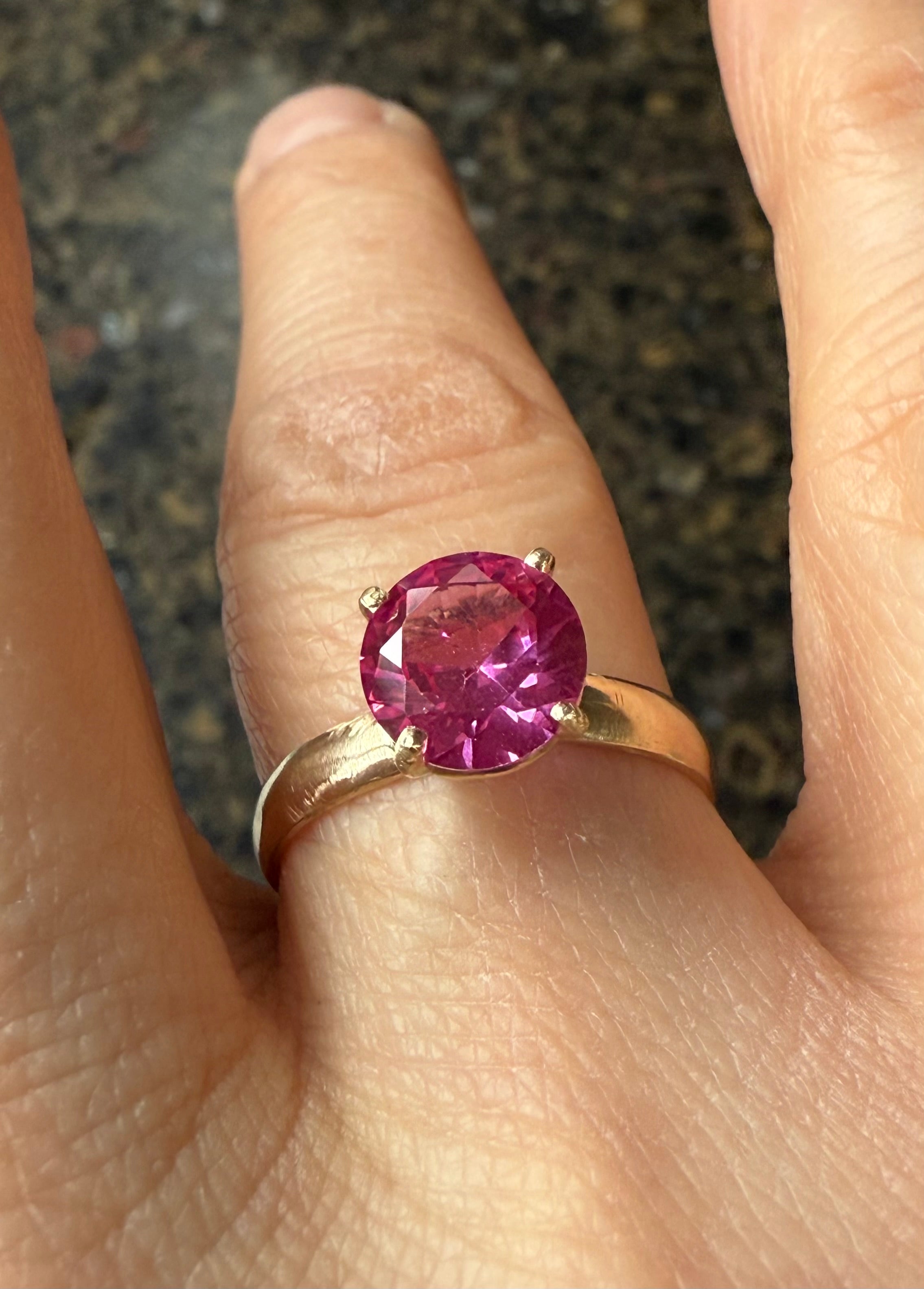 14k Yellow Gold Natural Pink Sapphire Ring