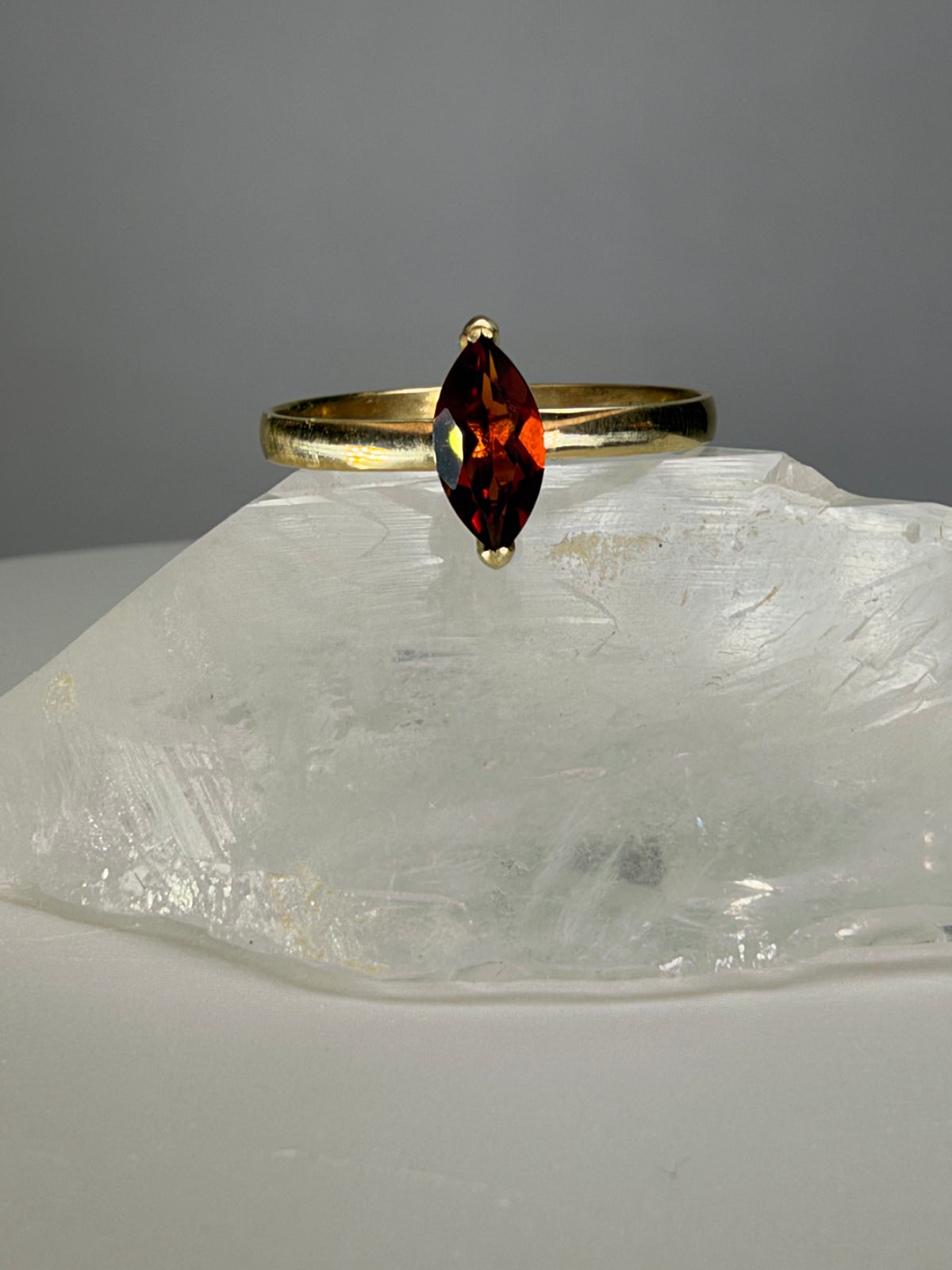 14k Yellow Gold Marquise Cut Natural Madeira Citrine Ring