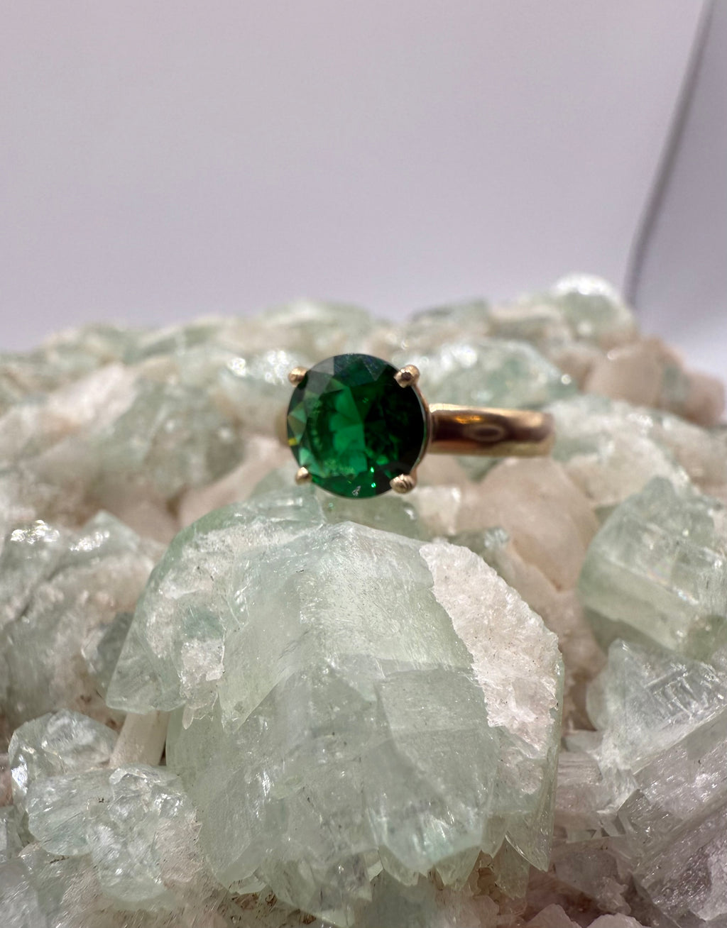 14k Yellow Gold Natural Emerald Ring