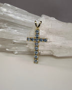 10k Yellow Gold Aquamarine Cross Pendant