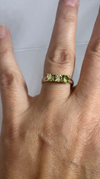 14k Yellow Gold Three Stone Setting Natural Peridot Ring