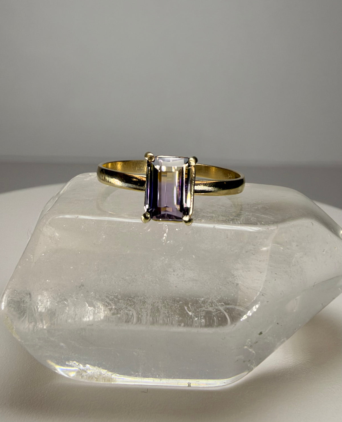 14k Yellow Gold Emerald Cut Natural Ametrine Ring