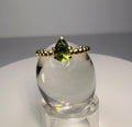 14k Yellow Gold Pear Cut Natural Green Tourmaline Ring