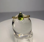 14k Yellow Gold Pear Cut Natural Green Tourmaline Ring
