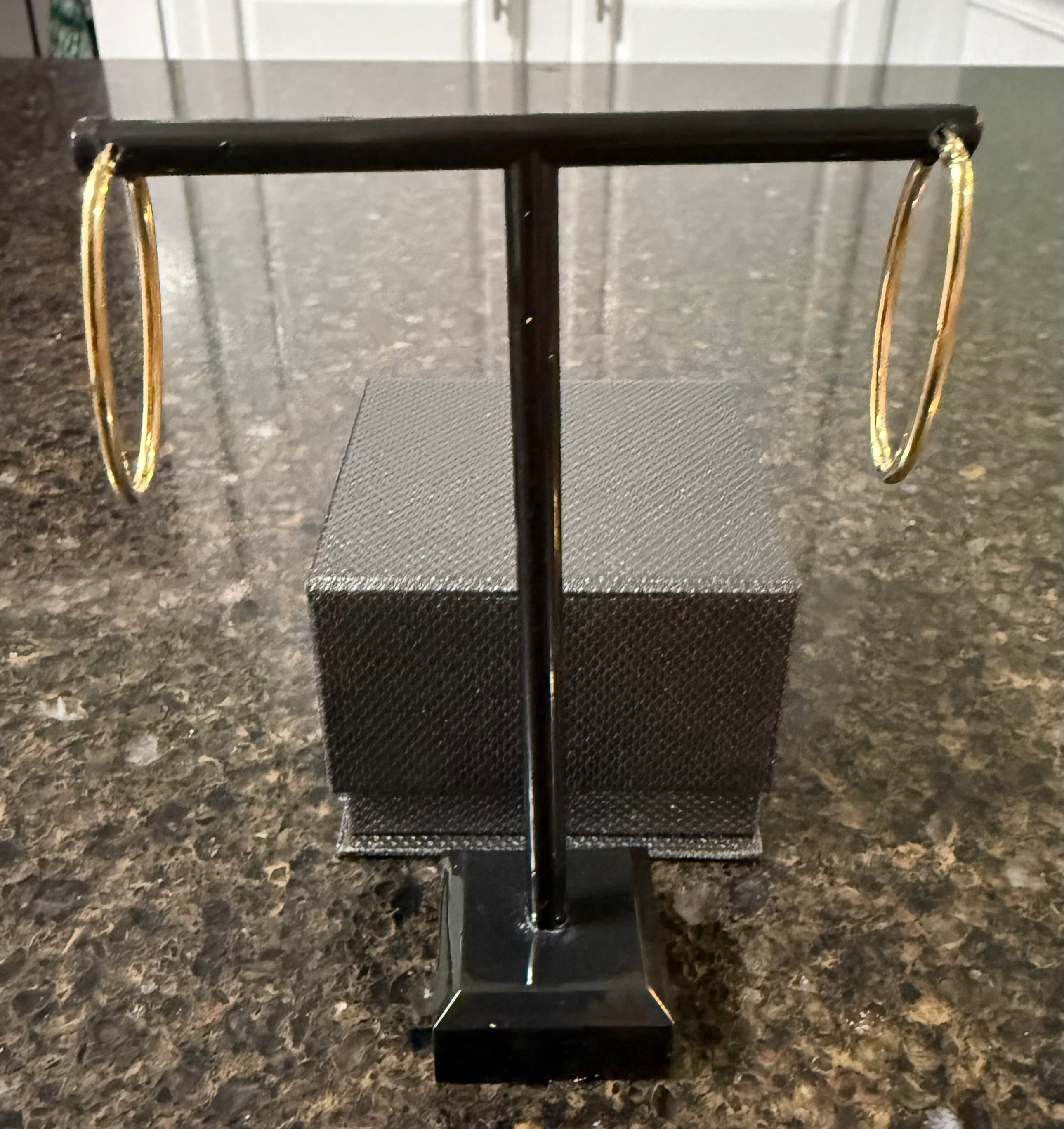 14K Yellow Gold Elongated Oval Tube 35mm Hoop Earrings