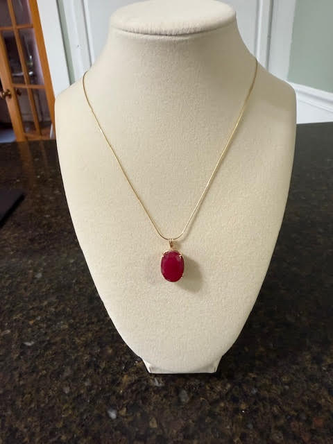 14k Yellow Gold Natural Ruby Pendant