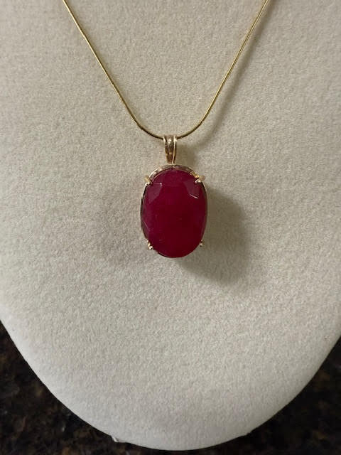 14k Yellow Gold Natural Ruby Pendant