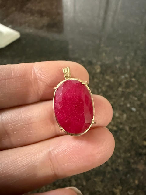 14k Yellow Gold Natural Ruby Pendant