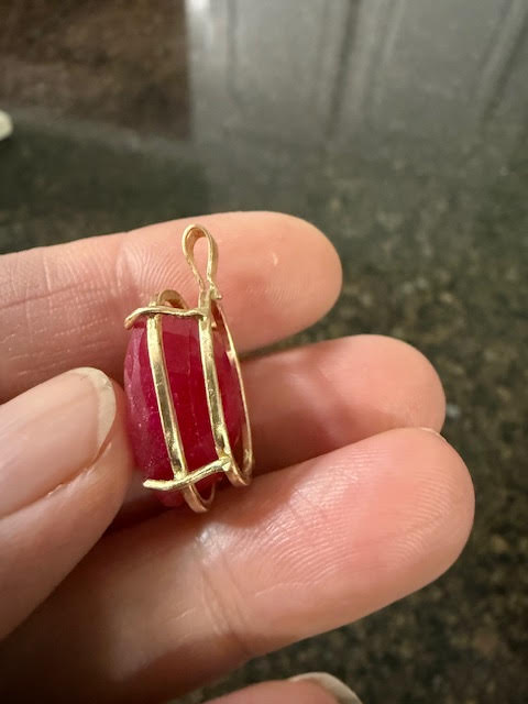 14k Yellow Gold Natural Ruby Pendant