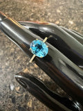 10k Yellow Gold - Blue Topaz and Diamond Ring