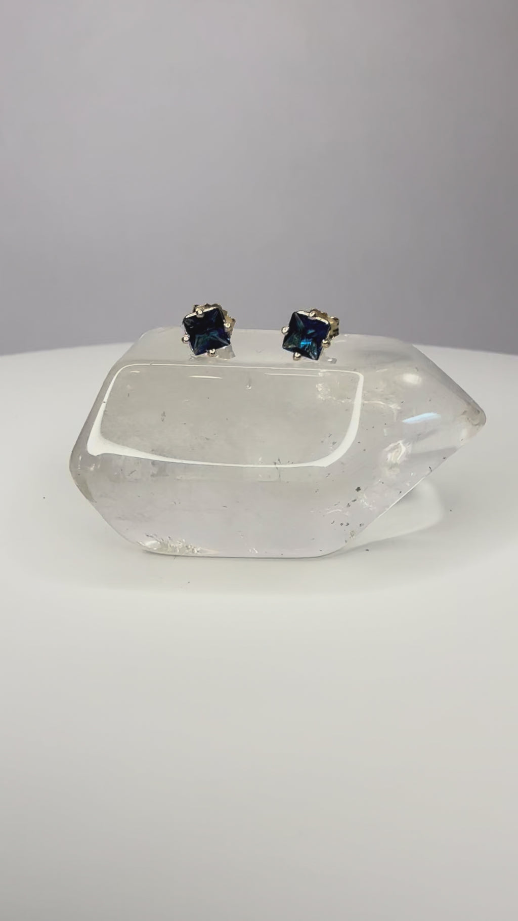 10k Yellow Gold Natural Princess Cut Sapphire Earrings