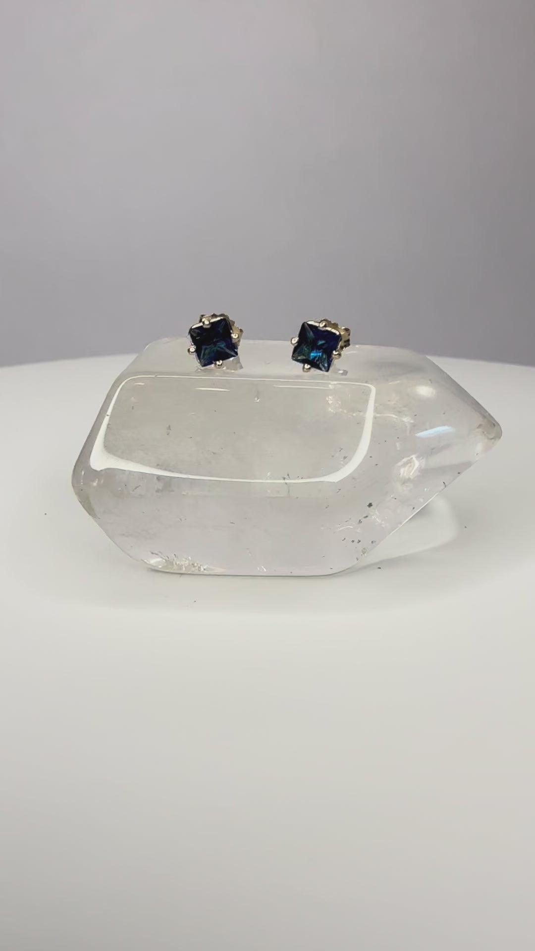 10k Yellow Gold Natural Princess Cut Sapphire Earrings
