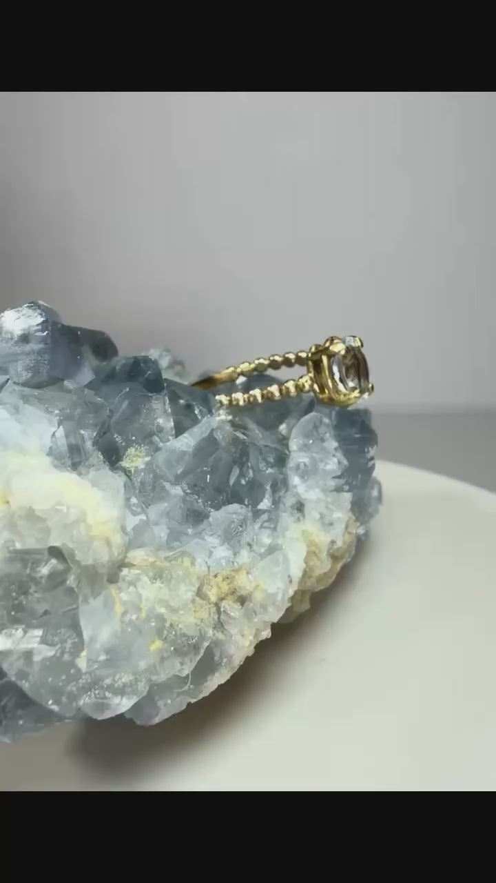 14k Yellow Gold Natural Aquamarine Ring