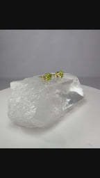 14k Gold Natural Peridot Princess Cut Stud Earrings
