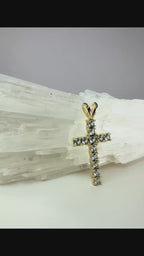 10k Yellow Gold Aquamarine Cross Pendant