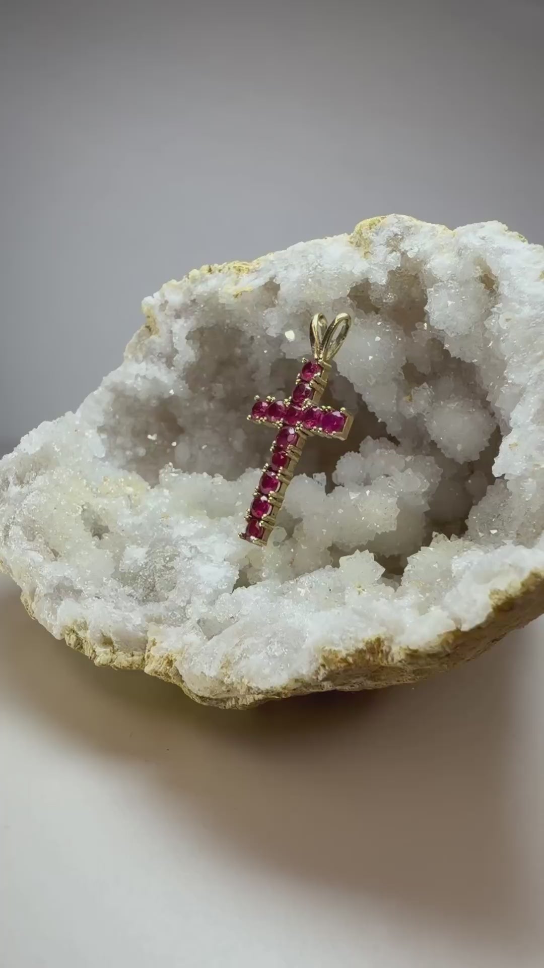 10k Yellow Gold Natural Ruby Cross Pendant
