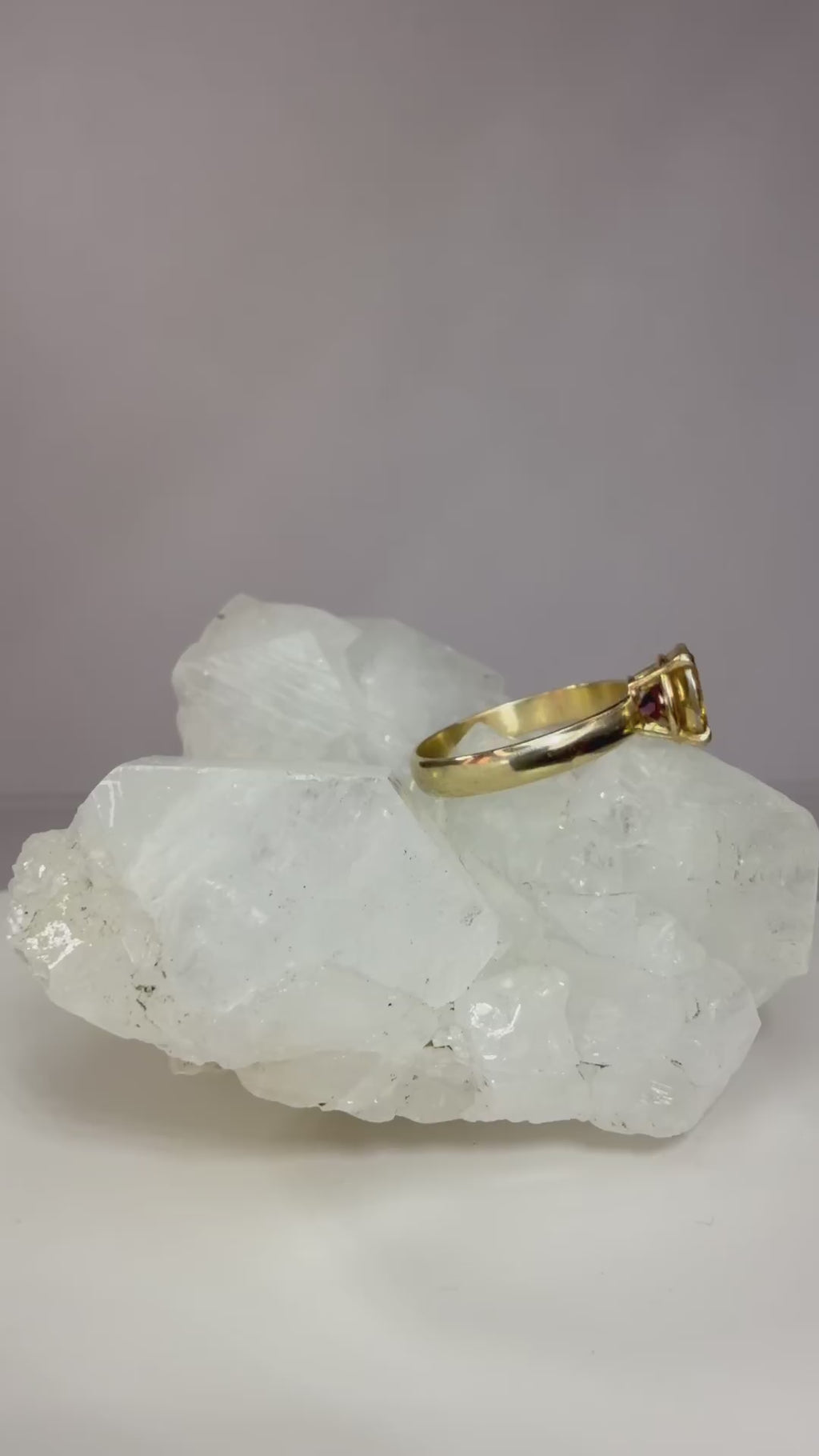 14k Yellow Gold Round Natural Orange Mystic Topaz Ring