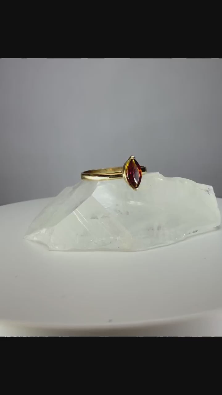 14k Yellow Gold Marquise Cut Natural Madeira Citrine Ring