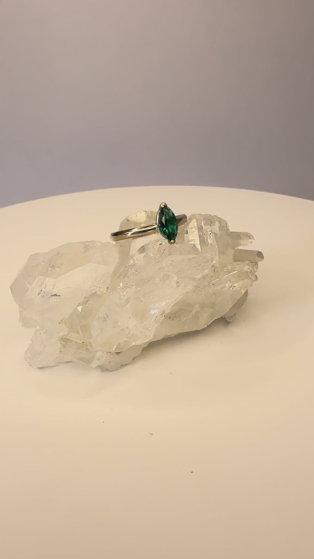 14k Yellow Gold Marquise Cut Natural Zambian Emerald Ring