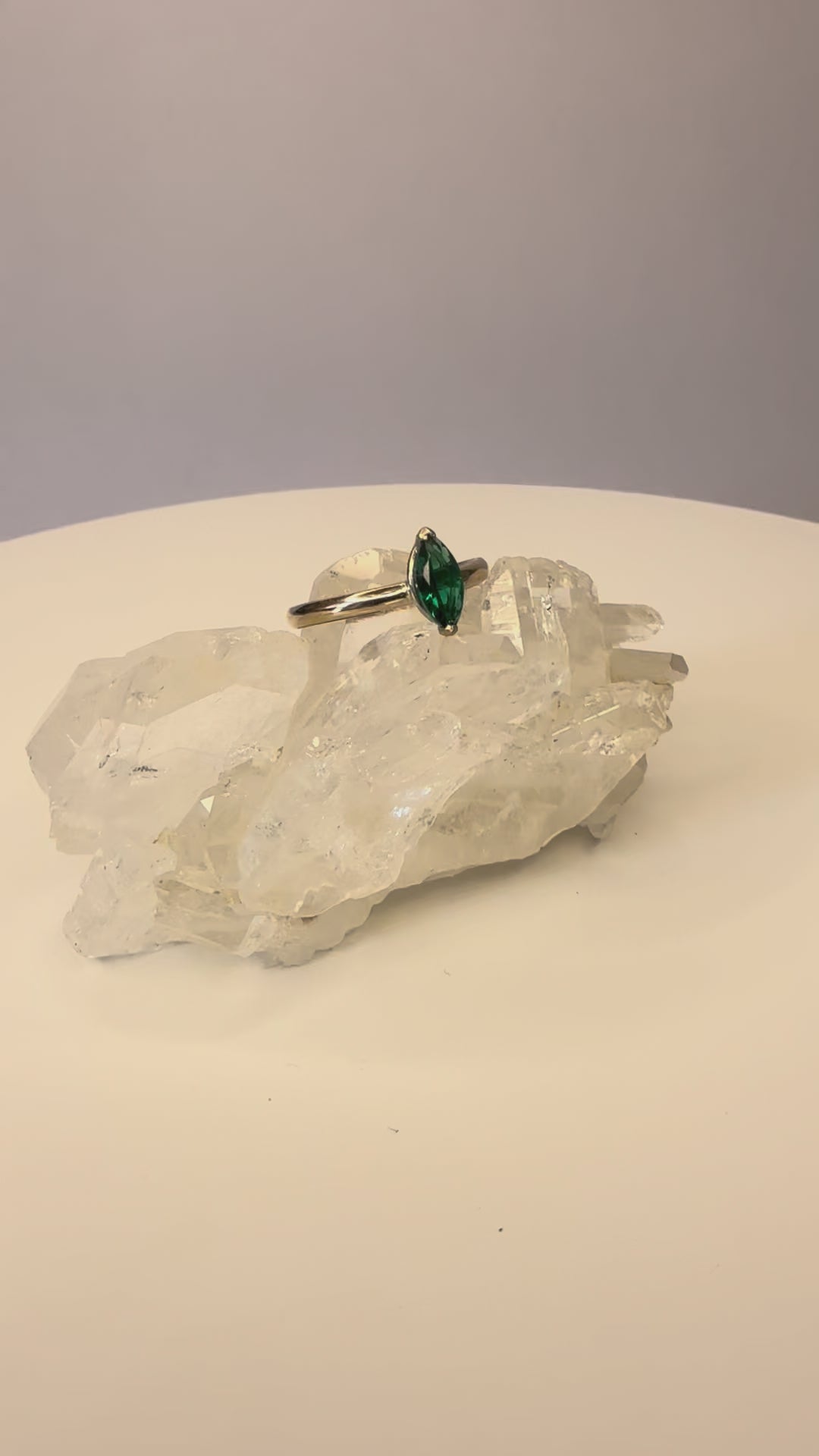 14k Yellow Gold Marquise Cut Natural Zambian Emerald Ring