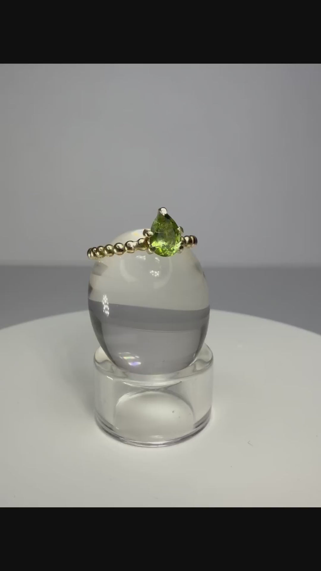 14k Yellow Gold Pear Cut Natural Green Tourmaline Ring