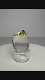 14k Yellow Gold Pear Cut Natural Green Tourmaline Ring