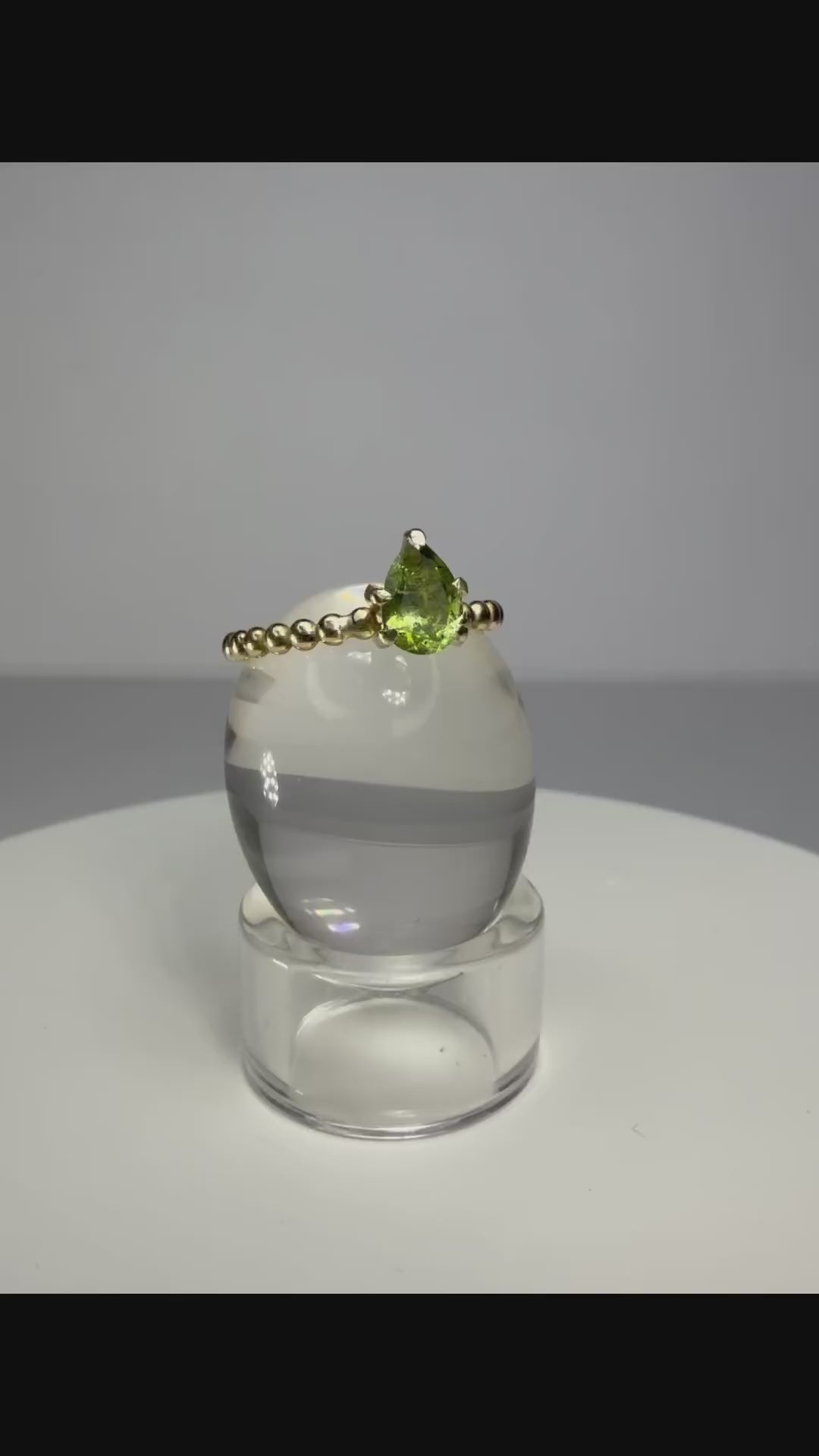 14k Yellow Gold Pear Cut Natural Green Tourmaline Ring