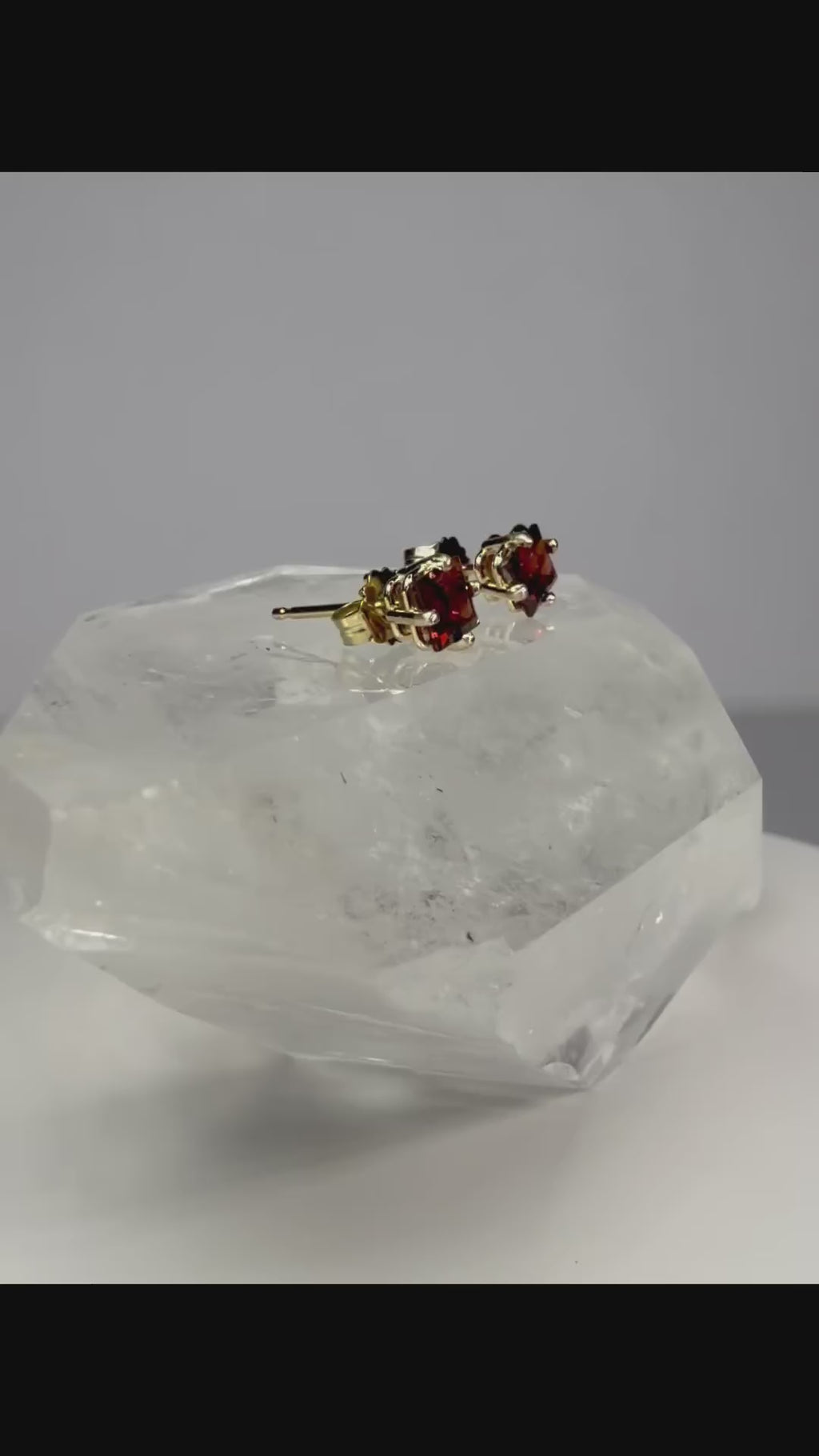 10K Yellow Gold Natural Mozambique Garnet Stud Earrings | 4mm Princess Cut