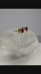 10K Yellow Gold Natural Mozambique Garnet Stud Earrings | 4mm Princess Cut